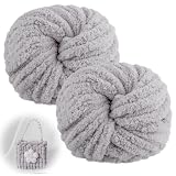Ovillo de lana gruesa para tejer a mano, 500 g (2 x 250 g) para tejer con los brazos, para tejer a mano, para manualidades, XXL, para manta, bolso, bufandas, ganchillo y tejer