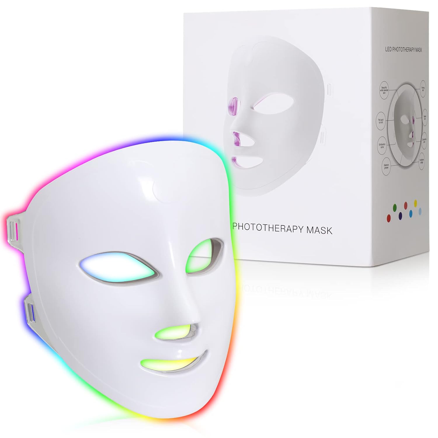 Red Blue Light Therapy Mask for Skin,Lightweight LED Facial Light Therapy Mask for Wrinkle and Acne with Silicone Eye Goggles for Comfort,One Key to Control