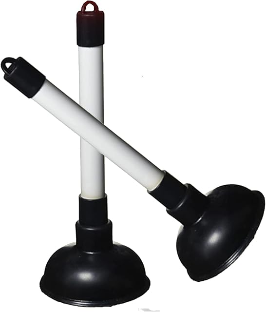 Plunger Heavy Duty Toilet Sink Unblocker (9 inch) Large White Plastic Handle and (4 inch) Black Rubber Suction Cup Plumbing Tools for Toilet, Kitchen Sink and Shower Powerful Drain Unblocker