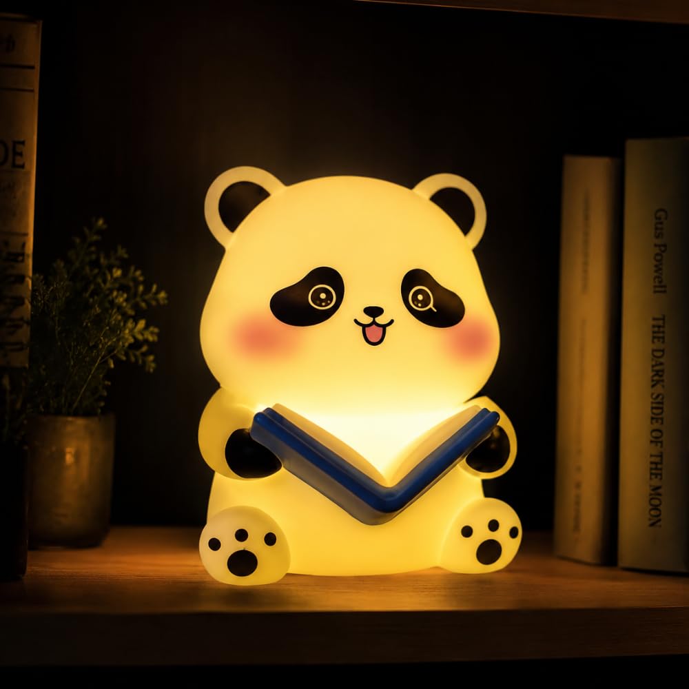 Cute Reading Panda Night Light Lamp – Yellow LED Decorative Lamp for Kids, Girls, Boys, Teens, Bedroom Room Decor – Adorable Gift for Birthday, Valentine’s Day, Christmas – Battery Included-image-46