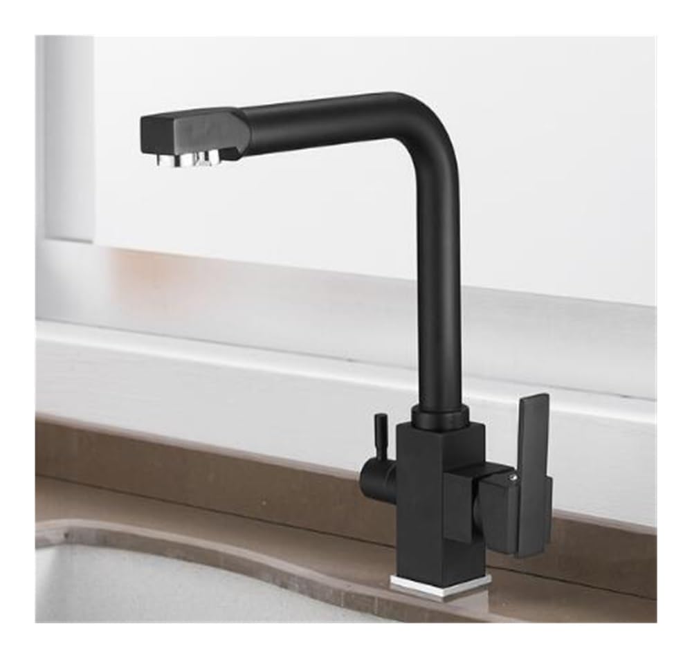 Blyqxs Black 360 Degree Rotation Features Single Hole Crane For Kitchen Kitchen Faucets Deck Mount Mixer Tap Xt-125(Black)
