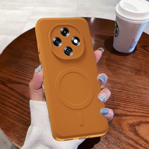 Image of Outlouders Back Cover for Oppo F31 Pro 5G Soft Matte Silicone Cover with Slim Fit | Mag-Safe Logo (Not Mag-Safe Compatible) | Shockproof | Camera Protection Bumper Case (Orange)