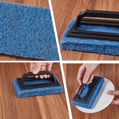 Image of CREATCABIN 3 Pcs Scrubber Pads for Cleaning Handler Scrub Pad Scouring Reusable Heavy Duty Cleaning Sponge Scrub Brush for Grill Bathroom Bathtub Charcoal Gas Grills Cast Iron Cookware 3.5x8.57 Inch