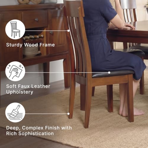 Image of Signature Design by Ashley Berringer Dining Chairs Set of 4, Classic Wood Spindle-Back Design, Cushioned Microfiber Seat, Rustic Finish for Kitchen & Dining Room Chair, Walnut
