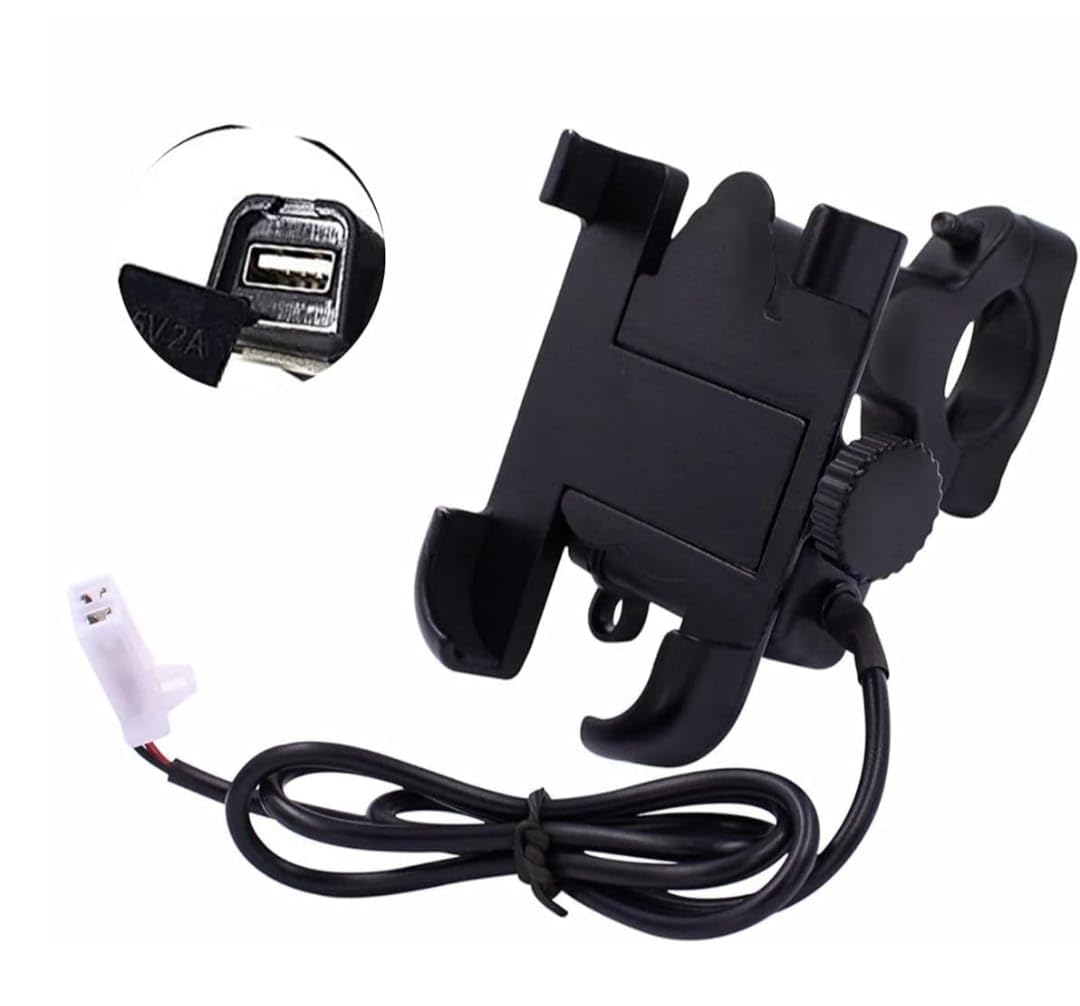 Premium Metal Smartphone Bike Mount, 360 Degree Rotating Universal Handlebar Holder, Black, Compatible with All Phones, for Bicycle and Motorcycle (Black, Bike Holder(USB))-image-27