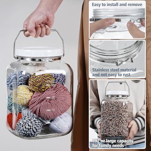 Image of 1.5 Gallon /5700 ML Glass Jar with Lid, Wide Mouth, Large Mason Jar, 2 Pack