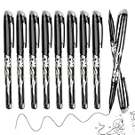 Erasable pens black, 10pcs Erasable Pens Black Friction Pen with Eraser, 0.7mm Rub Out Pens, Eraser Gel Pens with Rubber on the End for Kids Adults School Work Paperwork Stationary