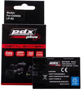 pdx plus Canon LPE6 Batarya Pil 2300mAh 7D Mark II,7D,5DS,5DS R,5D Mark IV,III,II,60D,60Da,70D,80D,6D