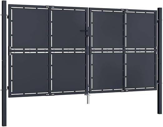 Gartentor Aus Stahl, Anthrazit – 125x100 Cm, Doppeltor Mit Schloss, Verzinkt & Pulverbeschichtet, Inkl. Pfosten