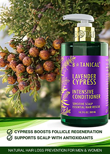 Botanical Hair Growth Conditioner - Lavender & Cypress - Scalp Stimulating Anti-Hair Loss Therapy - Intensive Repair For Weak Thinning Hair - Postpartum/Alopecia/DHT Bocking 10.2 Oz