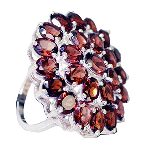 Image of 55Carat Natural Garnet Ring 925 Silver Oval Shape Chakra Healling January Birthstone Size 4 to 12
