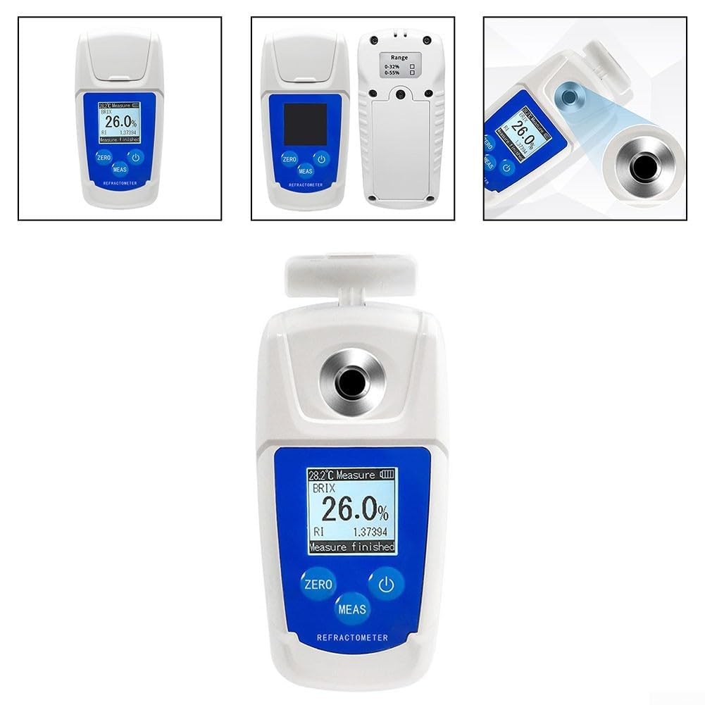 Refractómetro digital de sacarímetro con compensación automática de temperatura para medir el contenido de azúcar en jarabe de miel y jugo de frutas de cero a cincuenta y cinco por ciento para Brix