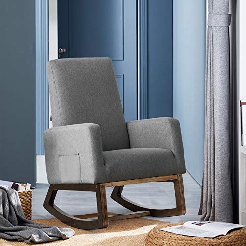 Sillón Mecedor Tapizado Gris miniatura 4