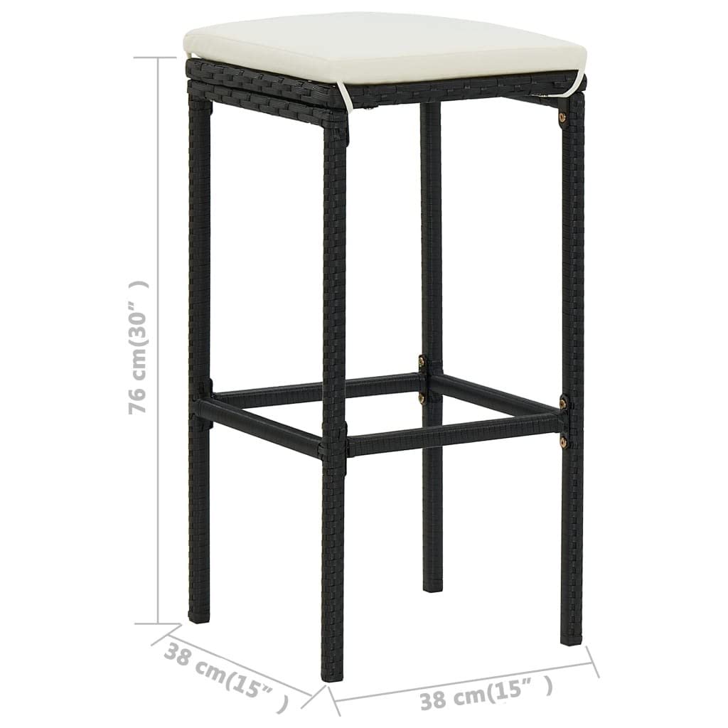 vidaXL Ensemble de Jardin 3 pcs Table et Chaises avec Coussins Noir