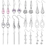 Jewdreamer 12 Pairs Classic Silver Plated Dangle Drop Earrings for Women Simple Long Thread Fashion