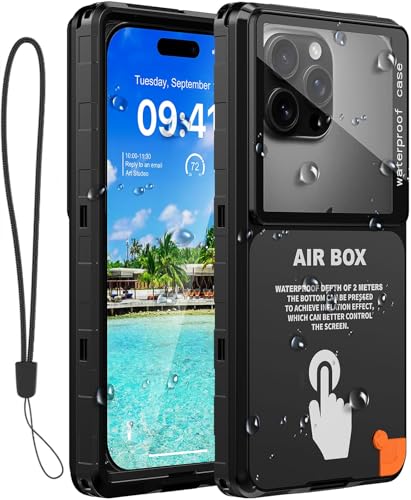 Waterproof Phone Case Underwater Snorkeling Diving Phone Case for i Phone 16/15/14/13 Pro Max Sam sung Galaxy S25/S24/S23 Ultra Google/Moto Up to 6.9 (Black)