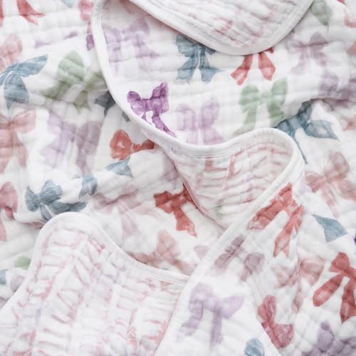 Image of aden + anais 100% Organic Cotton Muslin Dream Blanket, Perfect for Babies, Infants and Toddlers, Crib Blanket, Nursery Essential, Bow Atelier