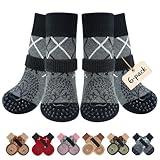 BEAUTYZOO 6PCS Dog Socks to Prevent Licking Paws for Cold Pavement, Winter Dog Shoes with Grippers for Hardwood Floors Anti Slip, Puppy Boots & Paw Protectors for Small Medium Large Senior Dogs, SM