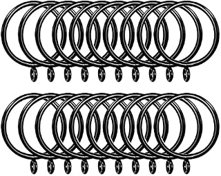 AHUNTTER 50 Pack 38mm Matte Black Metal Curtain Drapery Pole Rings with Curtain Hooks - Smooth Glider Curtain Rail Hanging Rings fit Rods up to 35mm Diameter