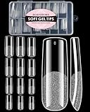 XXL Square Soft Gel Nail Tips, BORNBYME 120 PCS Half Matte False Nails Tips Nail Extenison Tips Gel Nail Tips Acrylic False Nail Tips