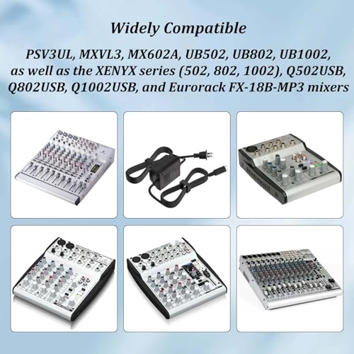 18.5VX2 500mA AC Mini 3 Pin Power Adapter Compatible with Behringer XENYX (502, 802, 1002),PSV3UL, MXVL3 MX602A, UB502, UB802, UB1002, Q502USB, Q802USB, Q1002USB,Eurorack Mixers (FX-18B-MP3) - image 4