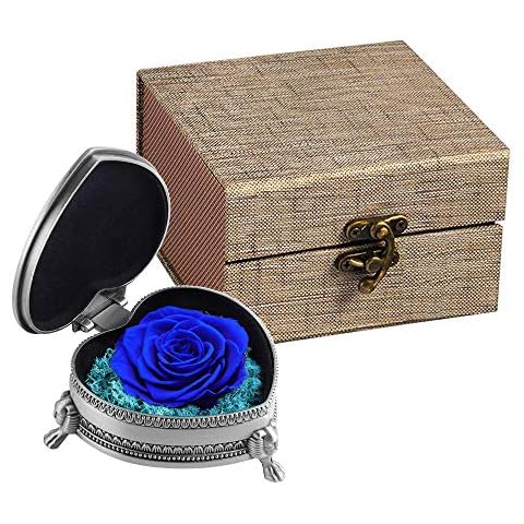 Unique Gift Ideas for Women, Preserved Flower Rose Handmade Eternity Rose, Artificial Flower Rose Gifts for Her Birthday Wedding Anniversary Valentine’s Day Thanksgiving Mother’s day, Christmas (Blue) Cover