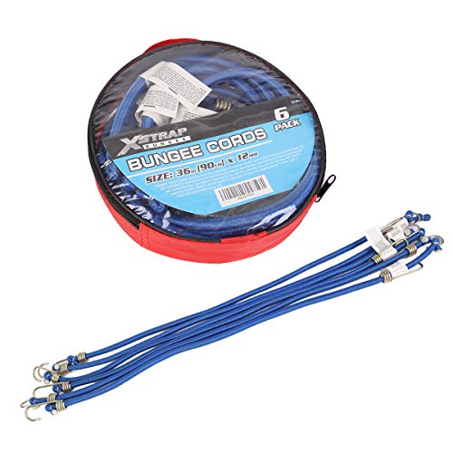 Xstrap Standard 36-Inch X 12Mm Bungee Cord Set, 6 Pack Heavy Duty Bungee Ropes Straps For Outdoor, Luggage Rack, Camping, Tents, Cargo, Blue #TOP7