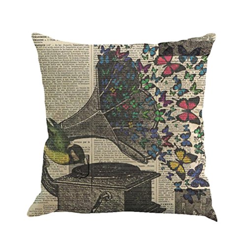 Pillow Cases,Lavany Pillow Covers Butterfly Painting Linen Pillowcases Cushion Sofa Home Decorative (E)