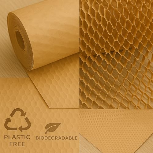 Image of SECUREMENT Honeycomb paper bubble wrap roll | Paper Bubble Wrap Roll for Packing, Shipping, Moving | Ecofriendly Paper Bubble Wrap | Expandable (15 inch x 10 Metre) - 3 Rolls