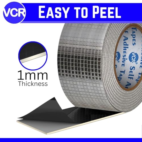 Image of VCR Butyl Tape - 5 Meters in Length 216mm / 09 inch Width - 2 Rolls Per Pack - Butyl Tape for Pipe and Water Leakage, Aluminium Rubberised Tape, Waterproof and Weatherproof Tape