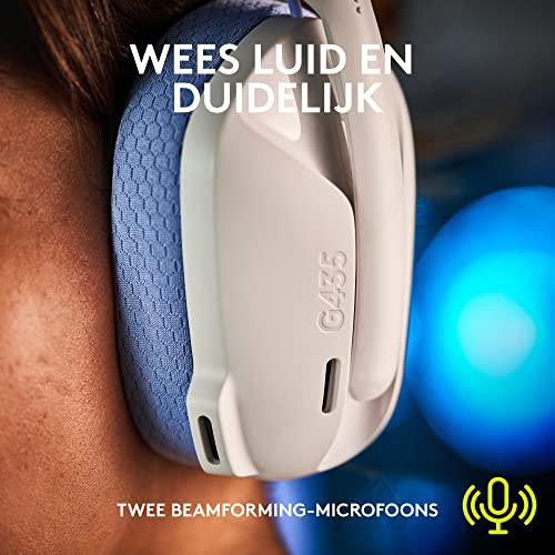 Logitech G435 LIGHTSPEED en Bluetooth draadloze gaming headset - Lichtgewicht, over-ear, ingebouwde microfoons, 18 uur batterij, compatibel met Dolby Atmos, PC, PS4, PS5, mobiel - Wit - Afbeelding 6