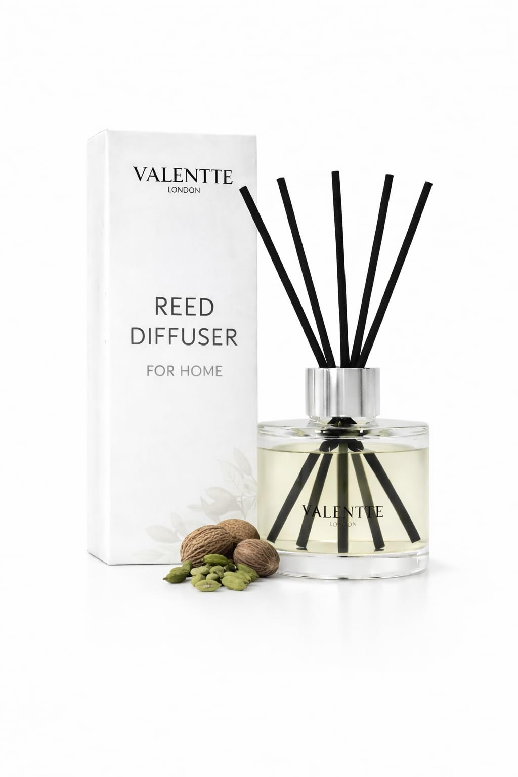 Valentte Reed Diffuser - Cardamom & Nutmeg Scent | Essential Oil Aroma for Home | 100 ml