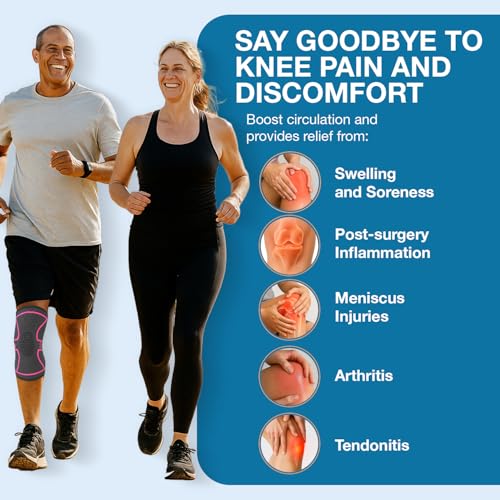 Image of UFlex Athletics Knee Compression Sleeve Support for Women and Men - Knee Brace for Pain Relief, Fitness, Weightlifting, Hiking, Sports - Pink,Medium