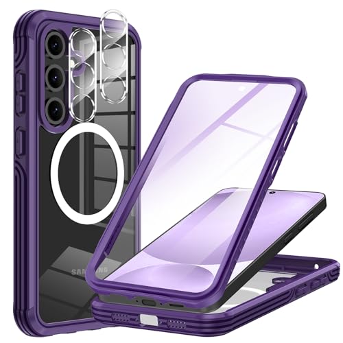 Hekodonk for Samsung Galaxy S24 FE Case,Compatible with MagSafe,Built-in Screen Protector & 2X Camera Lens Protector,Full Body Shockproof Protective Phone Case for Galaxy S24 FE,Purple