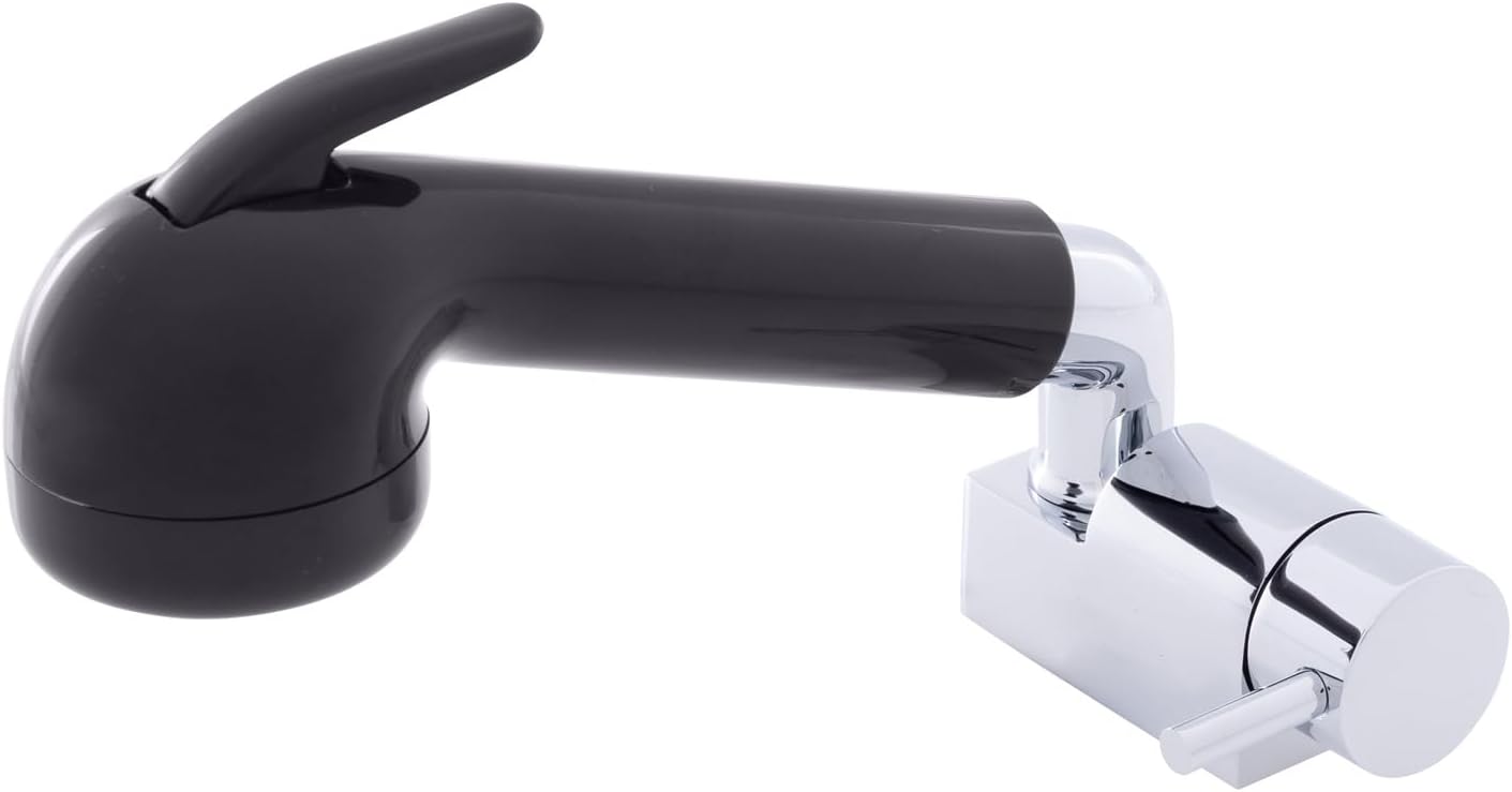 Ambassador Marine Aidack- Pull-Out Deck Tap (Cold Only) (Large Black Sprayer (No Hook), 6' Black Rubber Hose) (Chrome/Black) 134-1759-CK-W