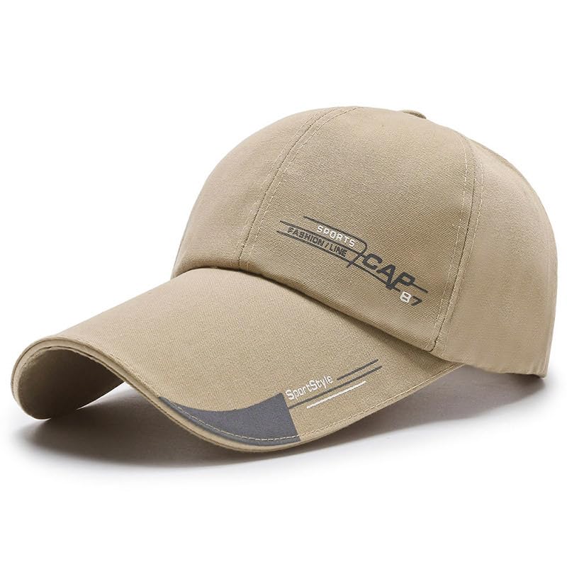 Breathable Cotton Men Sun Visor Cap Baseball Adjustable Sport Summer for Golf Tennis Cricket Cycling Running Gym Sun UV Protection (Brown Sport Style)-image-8