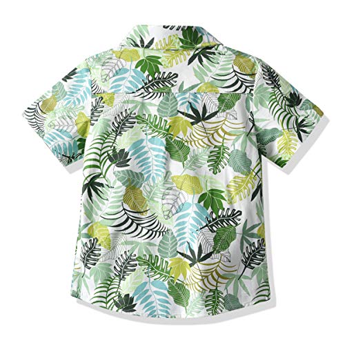 LittleSpring Boys Hawaiian Button Down Shirts Short Sleeve Cartoon Summer Casual Shirt2