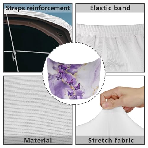 Image of Car Hood Cover,Marble Purple Butterfly Car Bonnet Banner, Universal Fit, Stretchable, Waterproof Automotive Hood Covers