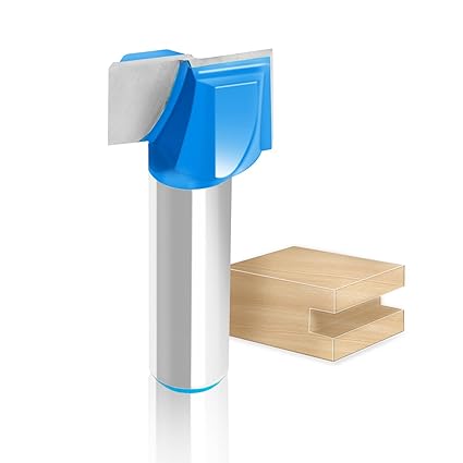 Aopin 1-1/8-Inch Dia Bottom Cleaning Router Bit 1/2-Inch Shank, Mortising Bit, Spoil Board Surfacing, Slab Flattening Woodworking Milling Cutter Carbide Tipped, Blue, Silver, 1Pcs