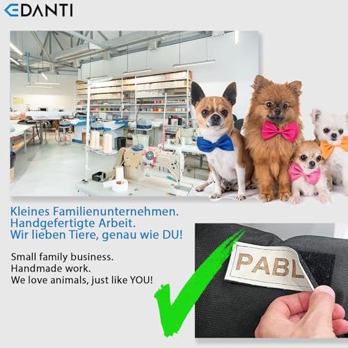 EDANTI Hundebett Hundekissen Katzenbett Personalisiert Hundesofa mit Namen L - XL für große mittelgroße & kleine Hunde (75x65, Schwarz)