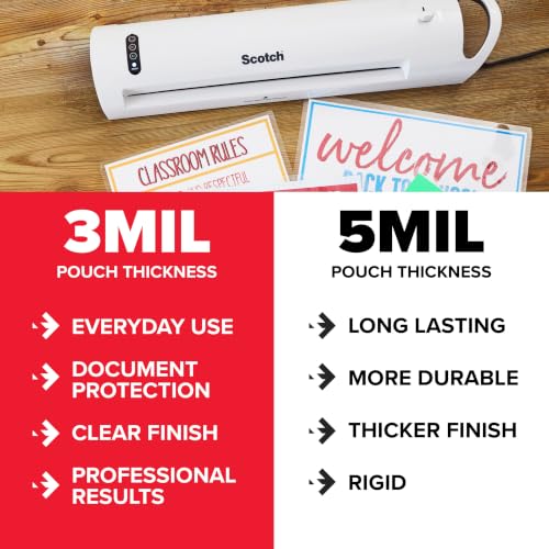 Image of Scotch dry erase Thermal Laminating Pouches, 50-Pack, Works with Dry Erase Markers, Reuseable Worksheets, Calendars, Checklists, 8.9 x 11.4 Inches, Letter Size, Clear Professional Finish (TP3854-50DE)