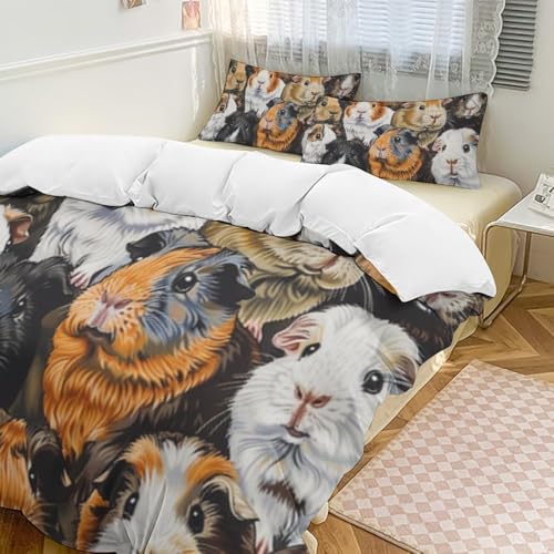 Juego de funda de edredón infantil de conejillo de indias microfibra suave cama 3