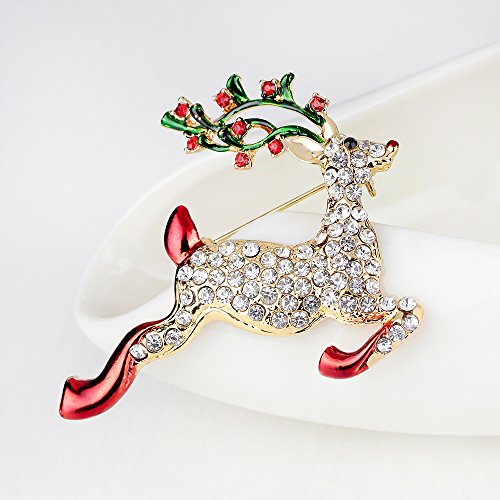 Broche Cerf de Noël accessoire anti-ternissement pour pull d'hiver chic