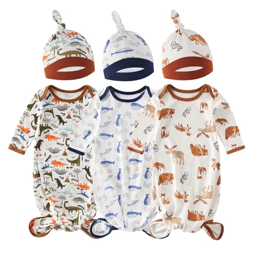 Huuflyty Baby Bodysuits Long Sleeved Baby Boys Girls Rompers Organic Cotton Infant Outfits Newborn Clothes (3 set B, 0-3 Months)