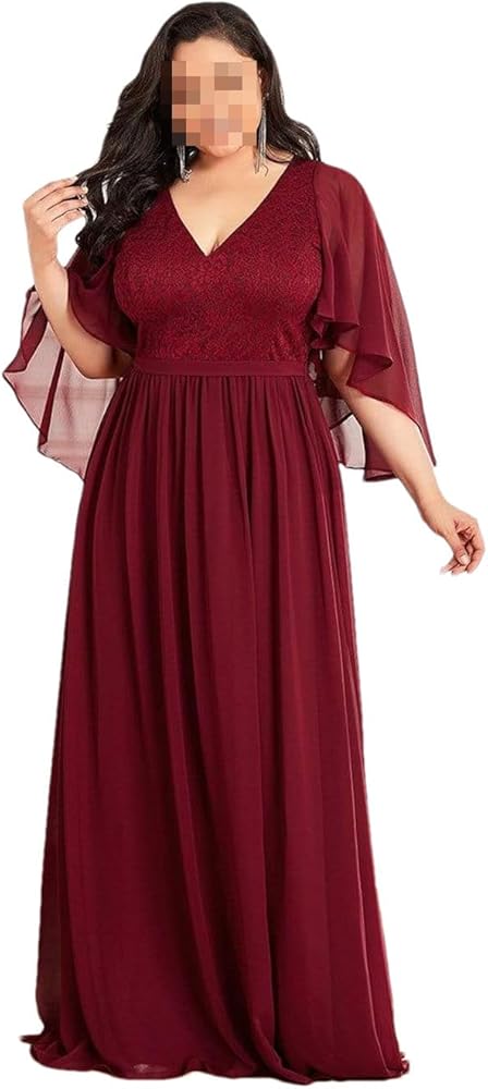 Amazon.com: Womens Plus Size Long Dress Short Ruffles Sleeve V Neck Gown Chiffon Bridesmaid Dress for Women Burgundy 8#Floor Length : Clothing, Shoes & Jewelry Amazon.com: Womens Plus Size Long Dress Short Ruffles Sleeve V Neck Gown Chiffon Bridesmaid Dress for Women Burgundy 8#Floor Length : Clothing, Shoes & Jewelry