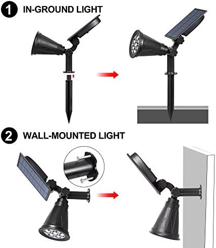 T-SUN Solar Spotlights, 7 LED Color-Changing Solar Landscape Lamps, 2-in-1 Multi Use Outdoor Wall Lights, Decorative Lights for Outdoor, Garden, Lawn, Pathway, Party & Christma.