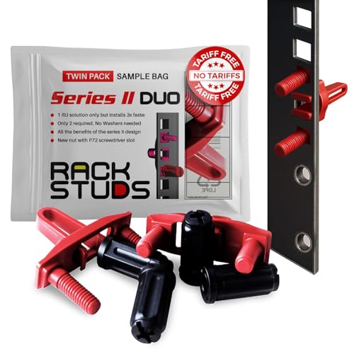 DUO2 1RU Series II Rack Mount Solution - mühelose Alternative zu herkömmlichen Rackschrauben und Käfigmuttern & Server-Rack-Schrauben Ideal für Server-Hardware-Setup - 2er-Pack, Universalversion