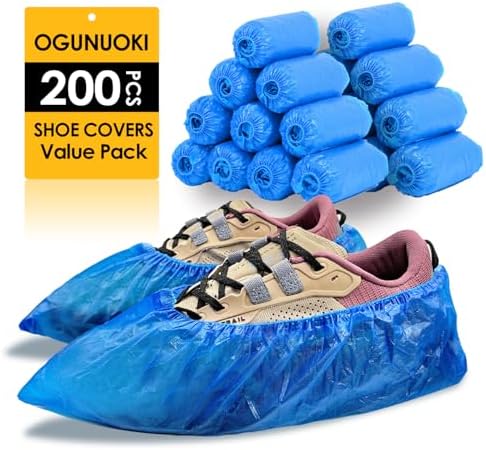 Shoe Covers Disposable - 200 Pack (100 pairs) Premium Shoe & Boot Covers Non-slip Shoe Booties for Guest Repairman, Fits Up to US Men's 11 & US Women's 13 - 1