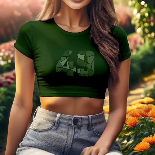 Crop top femme olive 49 avec imprimé graphique rétro