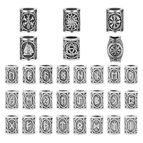 Premium Viking Hair Beads,Dreadlock Craft Beads Dread Beads,Beard Beads for Men,Viking Hair Accessories Rune Beads for Hair Braids Braiding Bracelet Pendant Necklace,Paracord Beads Beard Rings